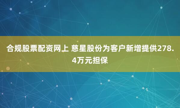 合规股票配资网上 慈星股份为客户新增提供278.4万元担保
