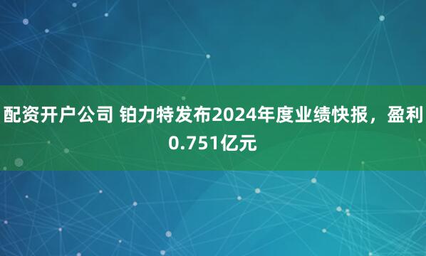 配资开户公司 铂力特发布2024年度业绩快报，盈利0.751亿元