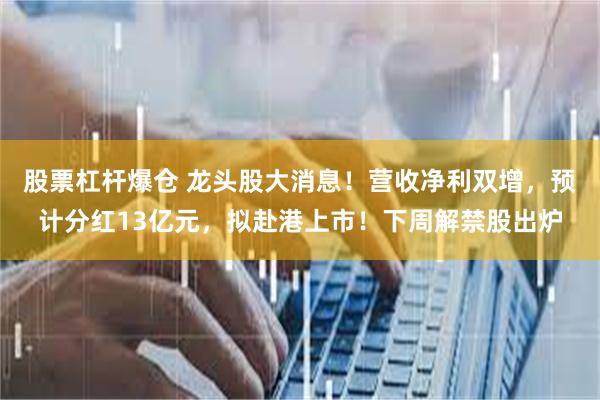 股票杠杆爆仓 龙头股大消息！营收净利双增，预计分红13亿元，拟赴港上市！下周解禁股出炉