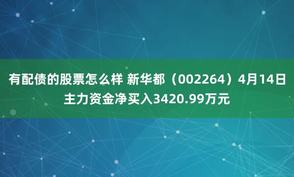 有配债的股票怎么样 新华都（002264）4月14日主力资金净买入3420.99万元