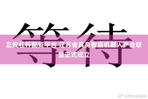 正规杠杆配资平台 江苏省具身智能机器人产业联盟正式成立