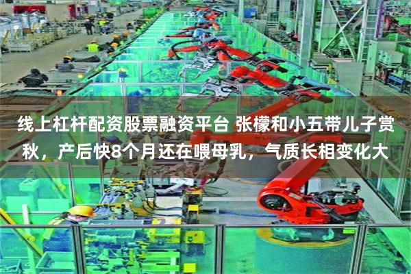 线上杠杆配资股票融资平台 张檬和小五带儿子赏秋,产后快8个月还在喂母乳,气质长相变化大