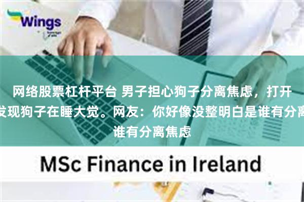 网络股票杠杆平台 男子担心狗子分离焦虑,打开监控发现狗子在睡大觉。网友:你好像没整明白是谁有分离焦虑