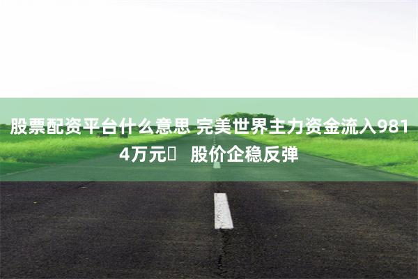 股票配资平台什么意思 完美世界主力资金流入9814万元 股价企稳反弹