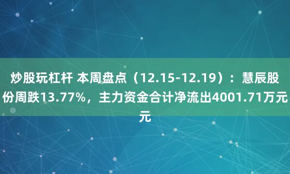 炒股玩杠杆 本周盘点(12.15-12.19):慧辰股份周跌13.77%,主力资金合计净流出4001.71万元